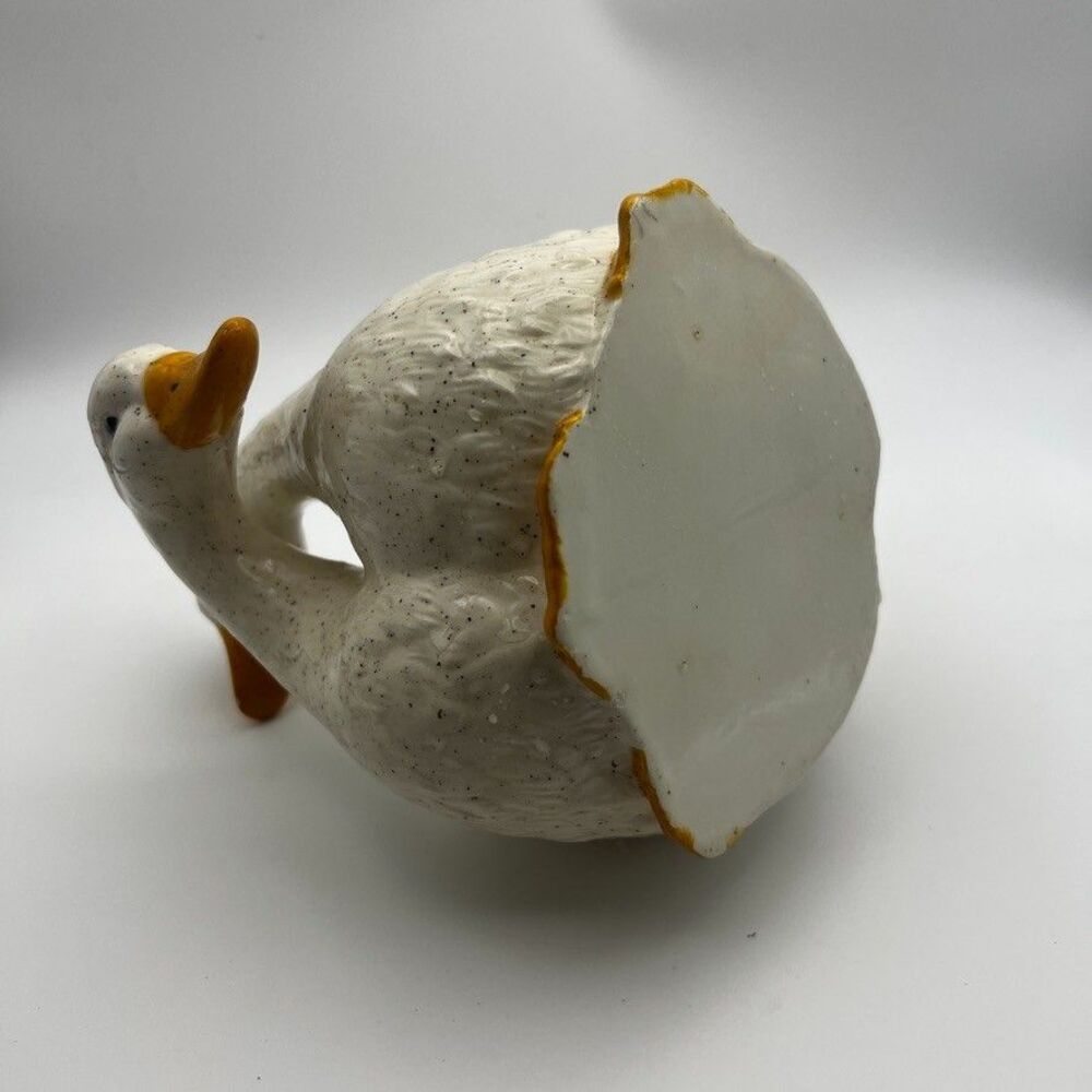 Vintage White Speckled Intertwined Goose Planter, Vase Floral - Picture 5 of 6
